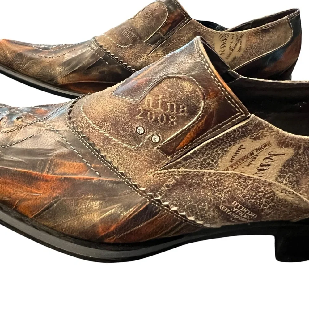 FI-6193 Multi Color Leather Pointed toe Slip on Loafer Fiesso Aurelio Garcia 42 - Picture 2 of 16